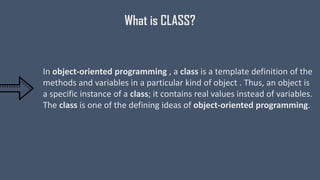 CLASS & OBJECT IN JAVA | PPT