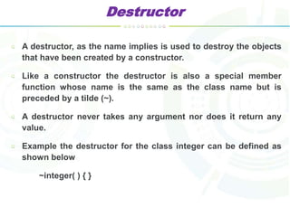 Constructor and destructor in oop | PPT