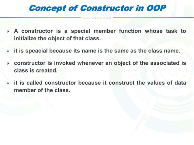 Constructor and destructor in oop | PPT
