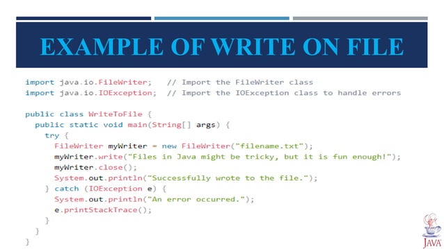 File Handling in Java Oop presentation | PPT