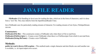 File Handling in Java Oop presentation | PPT