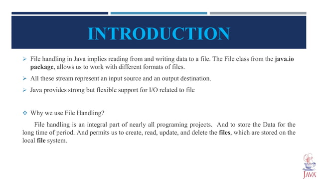 File Handling in Java Oop presentation | PPT