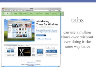 tabs
can use a million
times over, without
ever doing it the
same way twice
 
