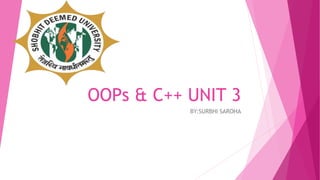 OOPs & C++ UNIT 3
BY:SURBHI SAROHA
 