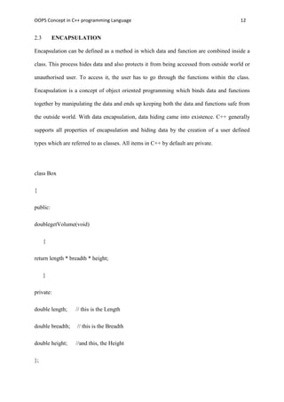 Oops concepts in c++ documentation | PDF
