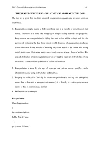 Oops concepts in c++ documentation | PDF