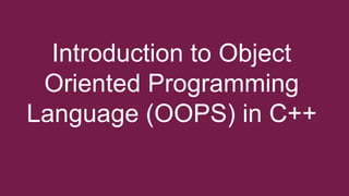 Concept of OOPS with real life examples | PPT