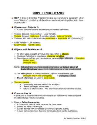 OOPs & Inheritance Notes | PDF