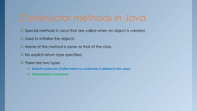 Object Oriented Programming concepts in JAVA | PPT | Free Download