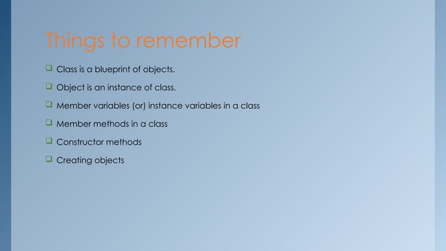 Object Oriented Programming concepts in JAVA | PPT | Free Download