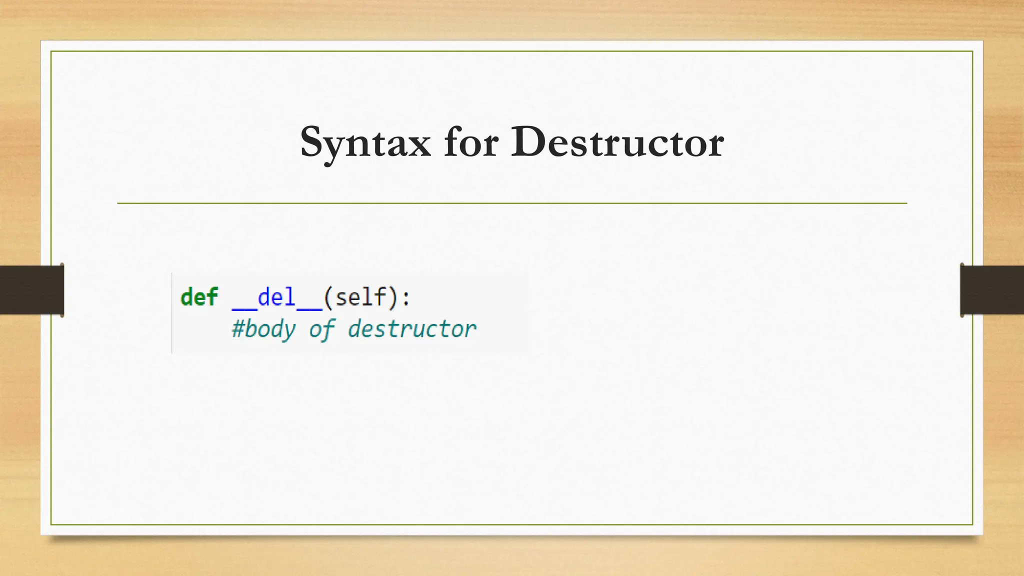 Syntax for Destructor
 