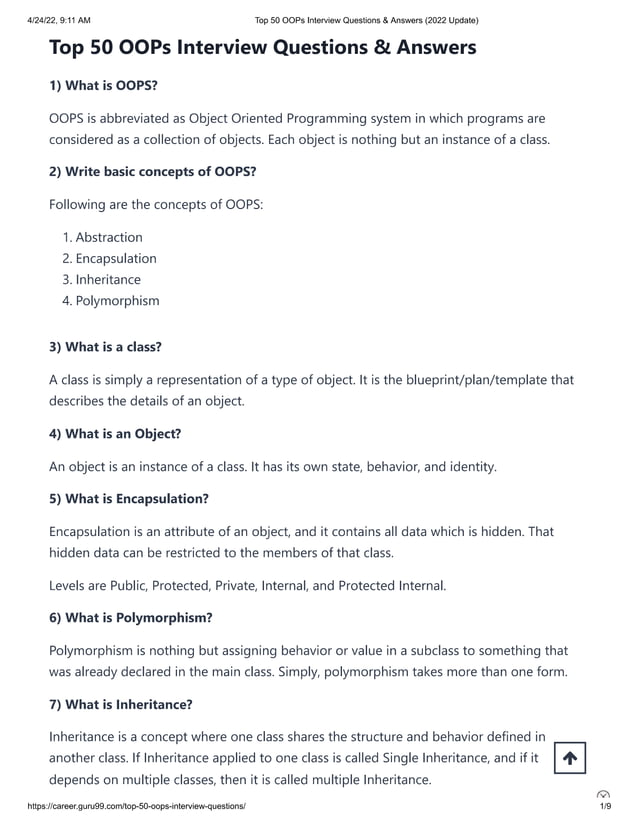 Oops interview questions pdf