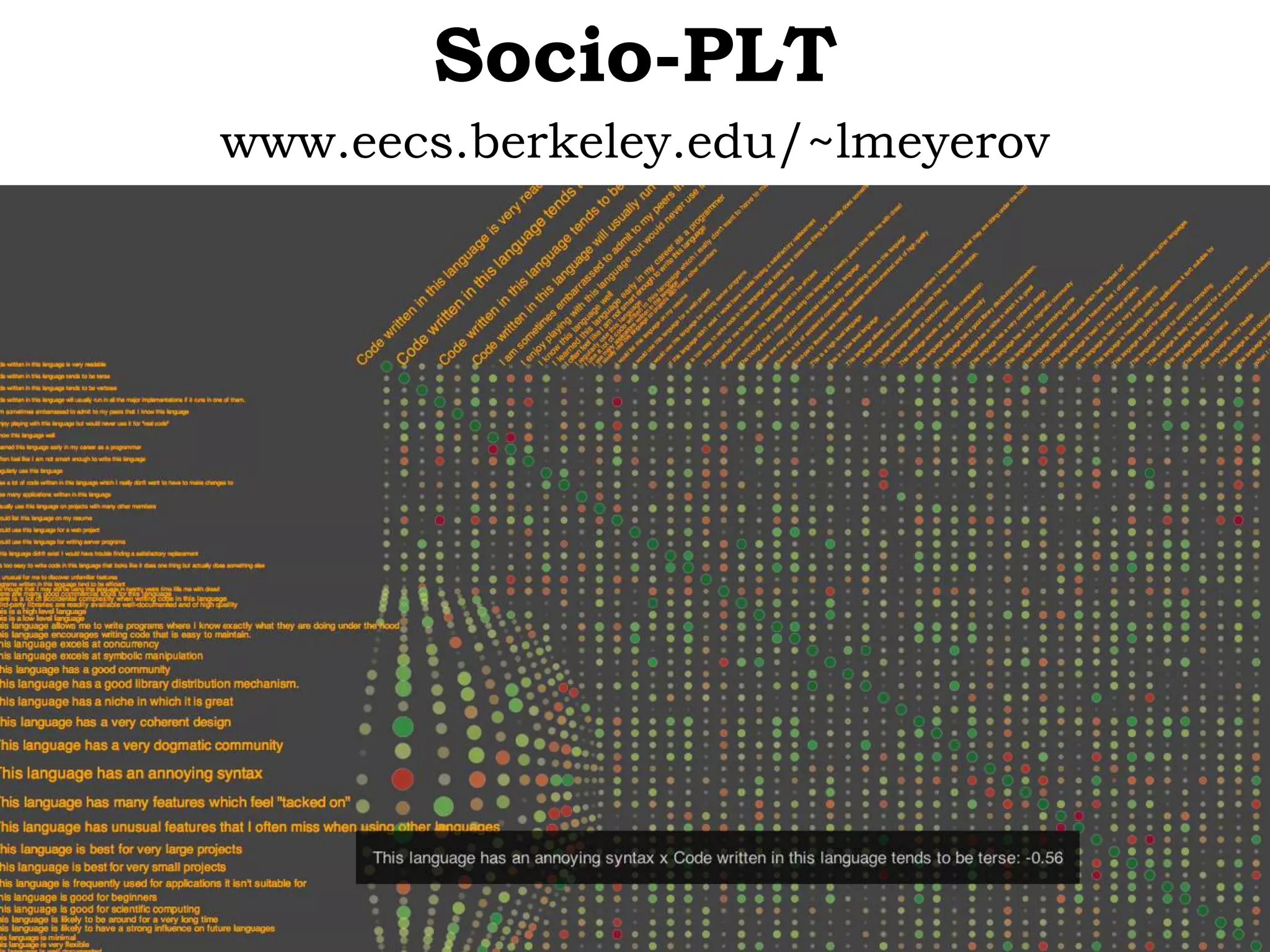 Socio-PLT
www.eecs.berkeley.edu/~lmeyerov

29

 