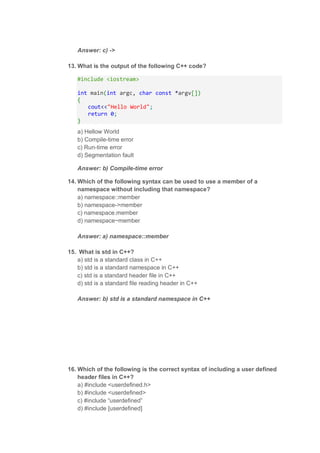200 mcq c++(Ankit dubey) | PDF