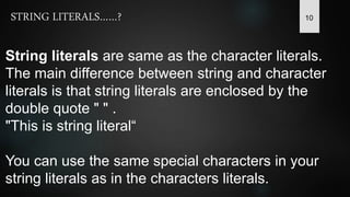 Literals, primitive datatypes, variables, expressions, identifiers | PPT