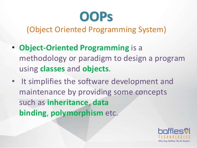 Introduction to Object Oriented Programming System with its Objectives ...