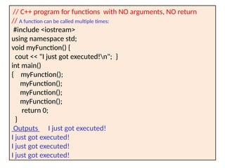OOPS PROGRAM for the clarity of functions in c++ | PPT
