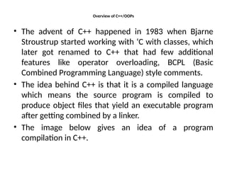 OOP in C++ – Complete Unit 1 Guide with Examples & Key Concepts | PPTX
