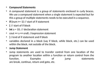 Compound Statement Coding OOP in C++ – Complete Unit 1 Guide with Examples & Key Concepts | PPTX