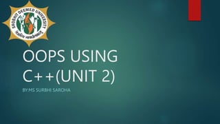 OOPS USING
C++(UNIT 2)
BY:MS SURBHI SAROHA
 