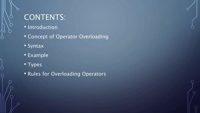 OPERATOR OVERLOADING IN C++ | PPTX | Web Development | Internet