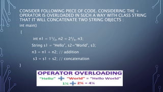 OPERATOR OVERLOADING IN C++ | PPTX | Web Development | Internet