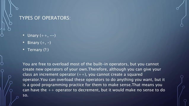 OPERATOR OVERLOADING IN C++ | PPTX