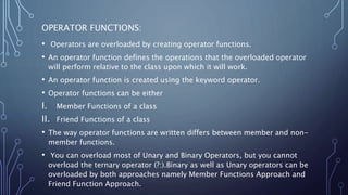 OPERATOR OVERLOADING IN C++ | PPTX | Web Development | Internet