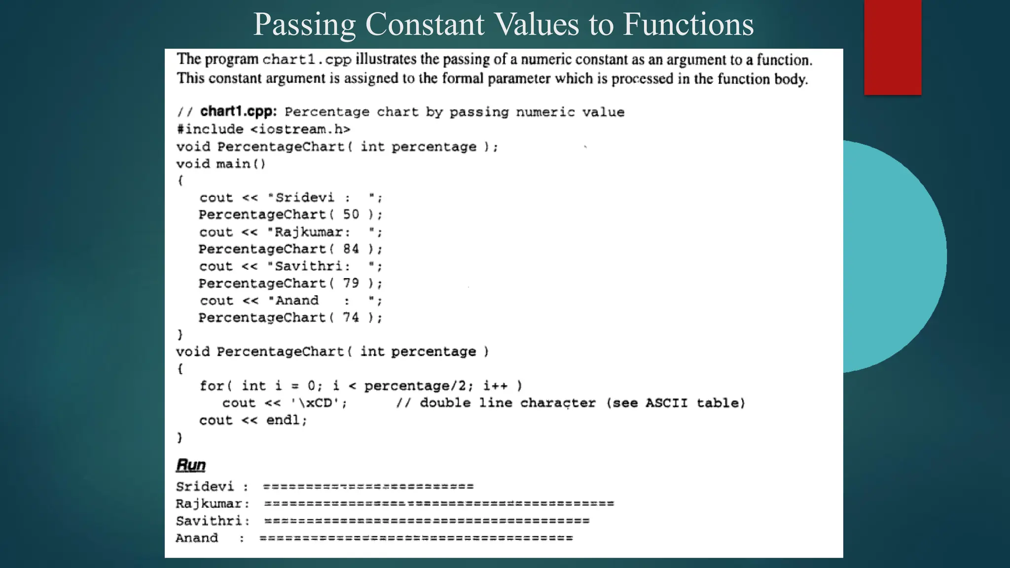 Passing Constant Values to Functions
 