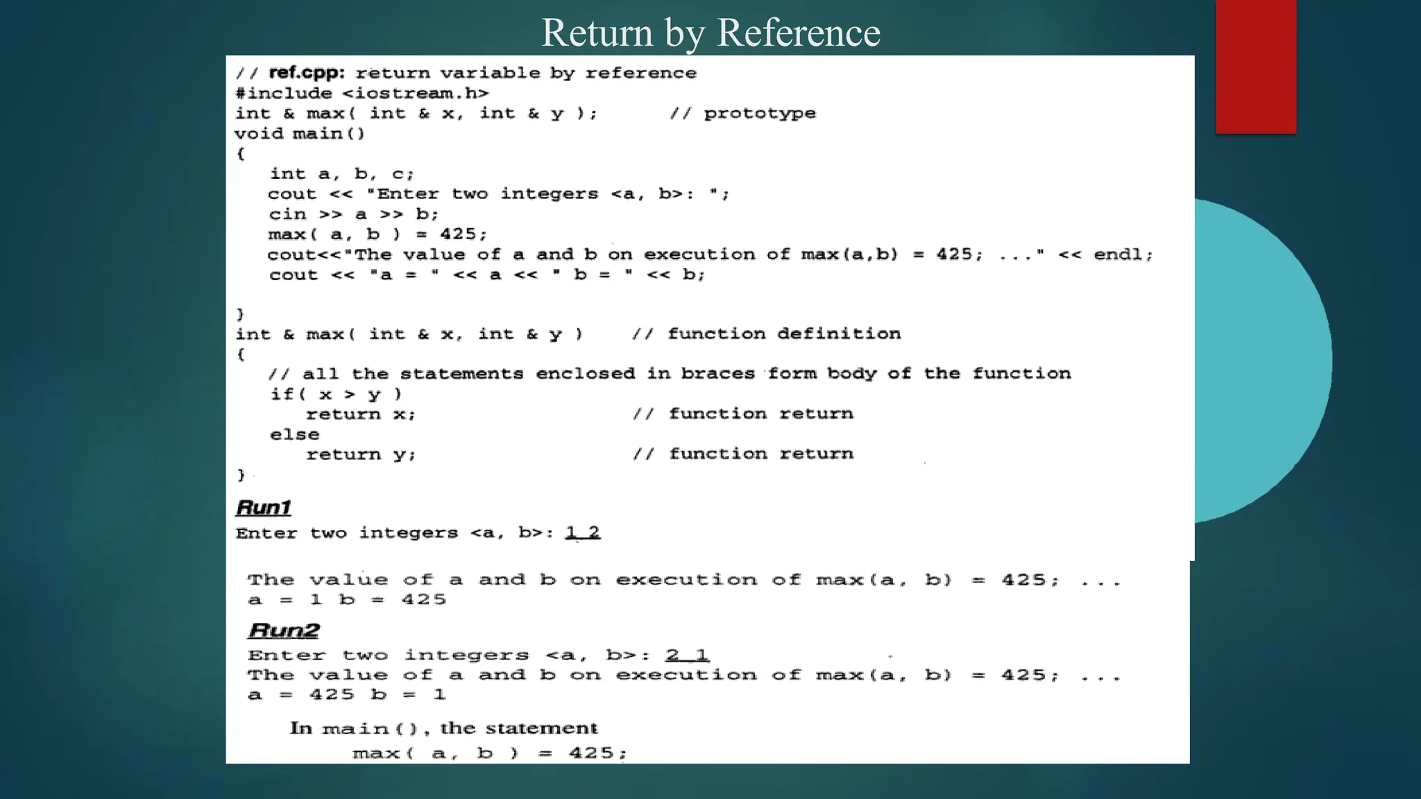 Return by Reference
 