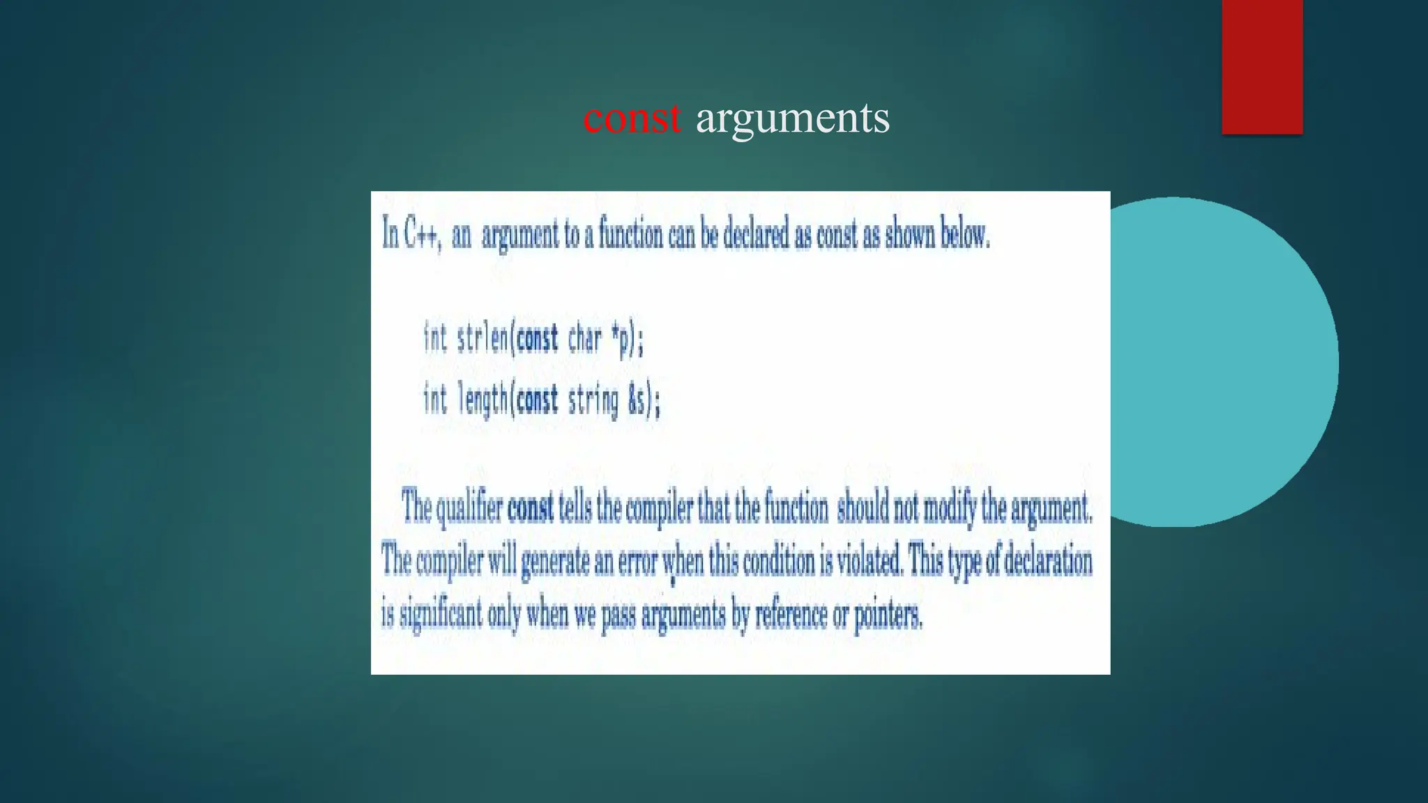const arguments
 