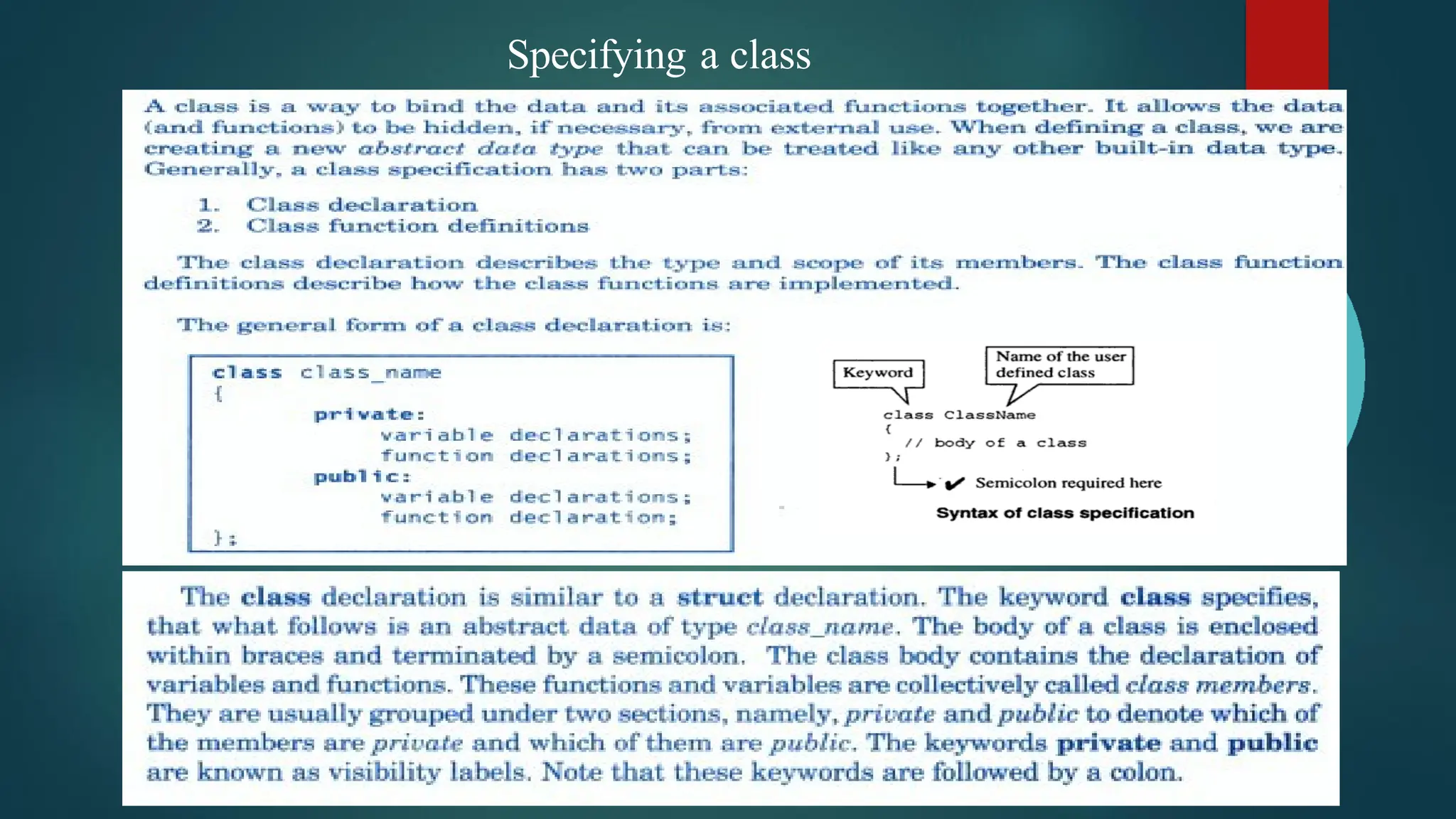 Specifying a class
 