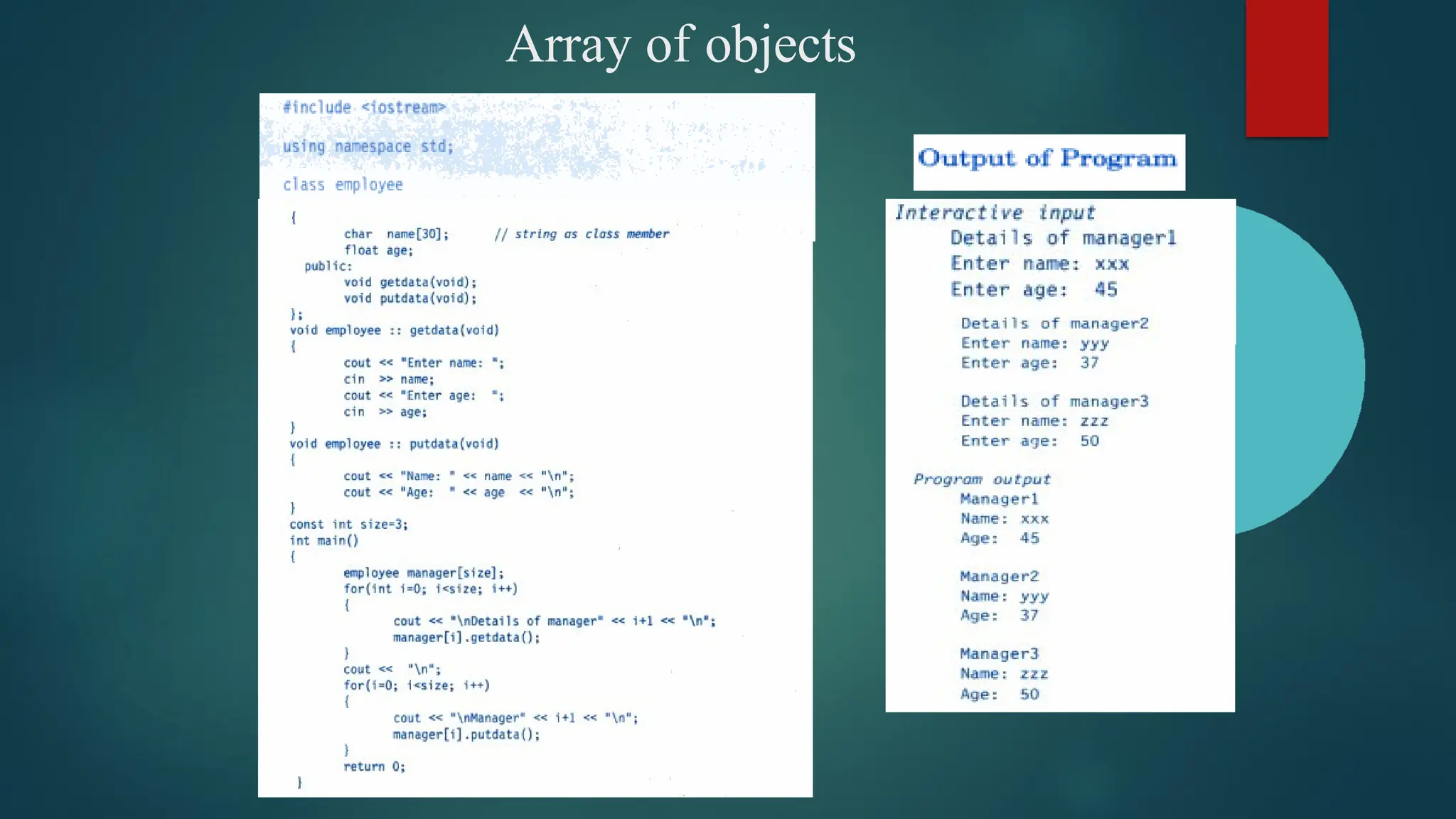 Array of objects
 