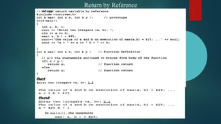 Return by Reference
 