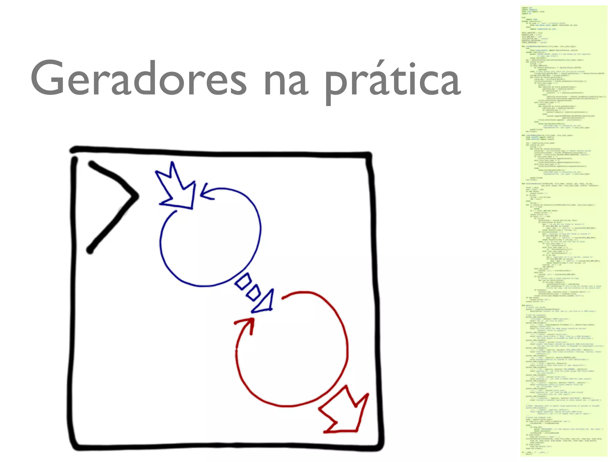 Geradores na prática




                       @ramalhoorg
 