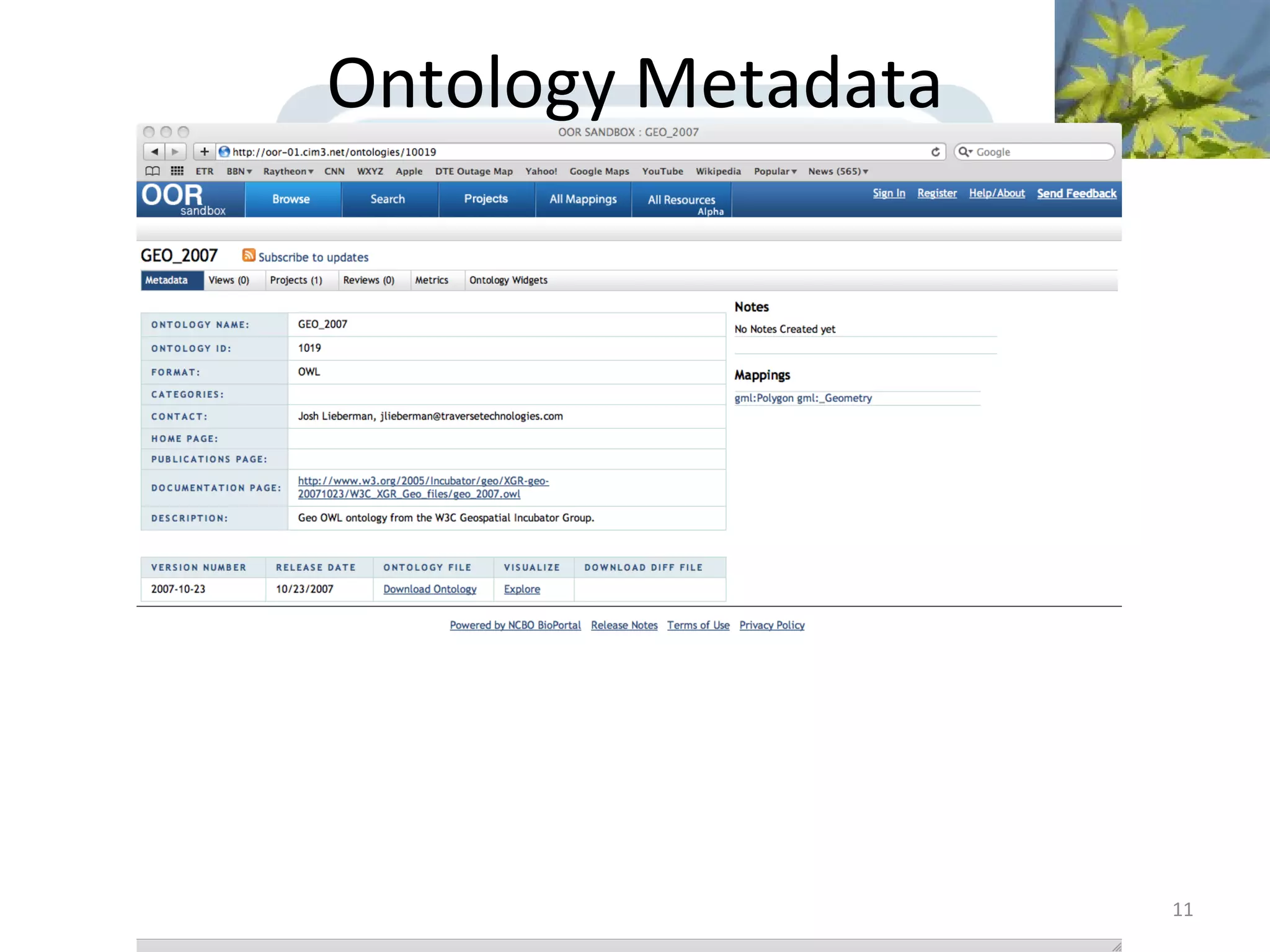 Ontology Metadata




                    11
 