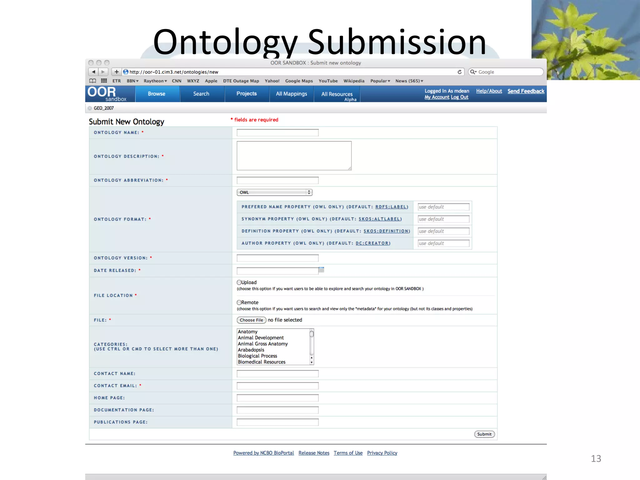 Ontology Submission




                      13
 