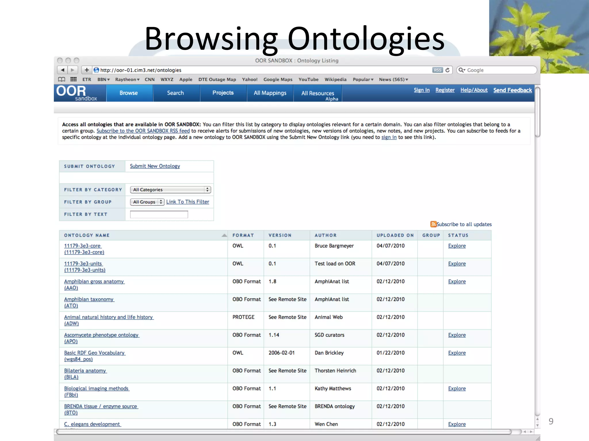 Browsing Ontologies




                      9
 
