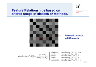 Feature Relationships based on shared usage of classes or methods. browseContacts, addContacts 