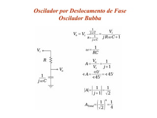 Oscilador por Deslocamento de Fase
Oscilador Bubba
 