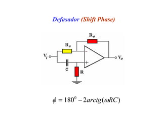 Defasador (Shift Phase)
)
(
2
1800
RC
arctg ω
φ −
=
 
