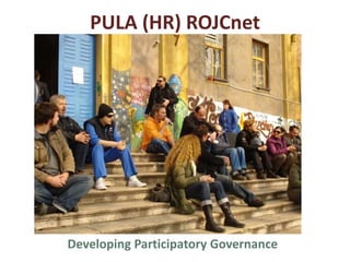 Ecological values & Civil Society
• Danijela
• I am interested in innovative social models,
cooperation in art, new economics and
transition initiatives and possibilities to travel.
• Meeting people of common interests, values
and occupations, sharing knowledge,
experiences and goodwill, having fun and
getting new friends. It is a good way to improve
our lives giving something to our communities.
 