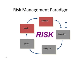 110
RISK
Risk Management Paradigm
control
identify
analyze
plan
track
 