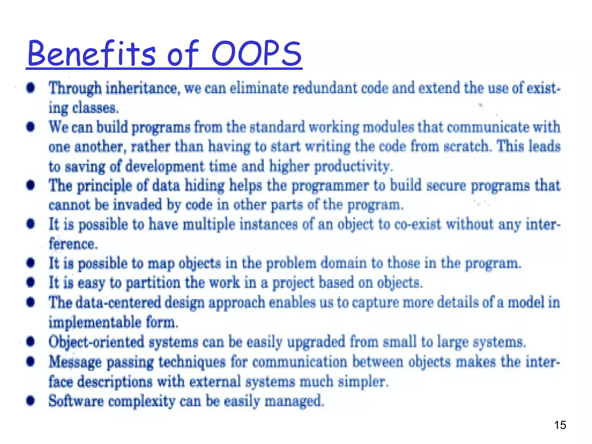 15
Benefits of OOPS
 