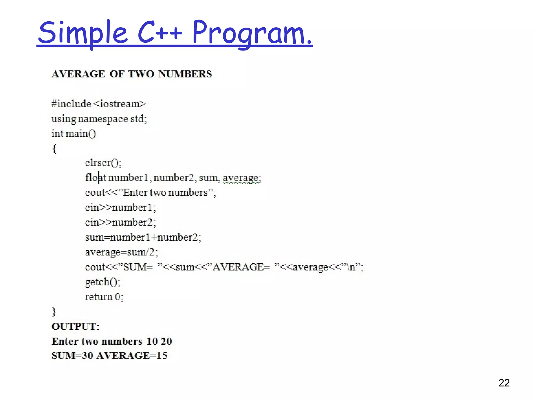 22
Simple C++ Program.
 