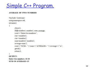 22
Simple C++ Program.
 