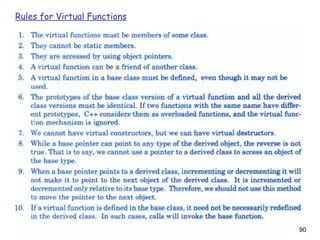 90
Rules for Virtual Functions
 