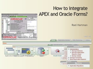 How to integrate APEX and Oracle Forms? Roel Hartman 