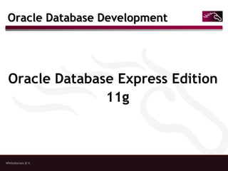 Whitehorses B.V.
Oracle Database DevelopmentOracle Database Development
Oracle Database Express Edition
11g
 