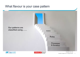 9Copyright © Capgemini 2013. All Rights Reserved
Presentation Title | Date
What flavour is your case pattern
Processes
& D...